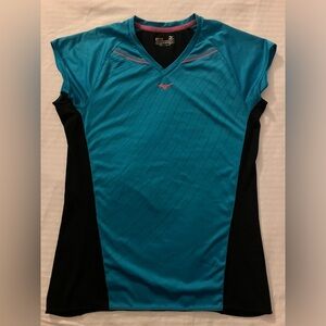 Mizuno women’s medium Blue running top with black Lacey mesh back